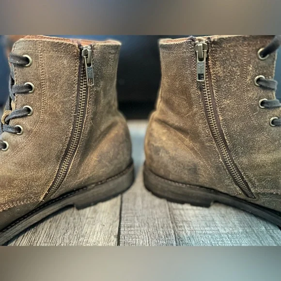 FRYE Men's Brown Leather Lace Up Boots Size 12 - Picture 6 of 14
